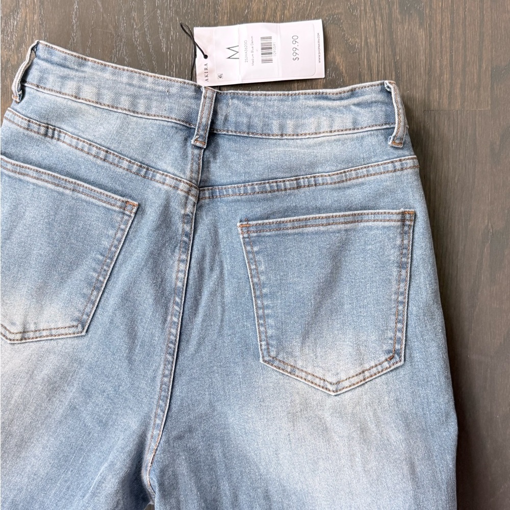 (NEW)Trendy Light Blue Ruffle Hem Women’s Jeans - Picture 6 of 10